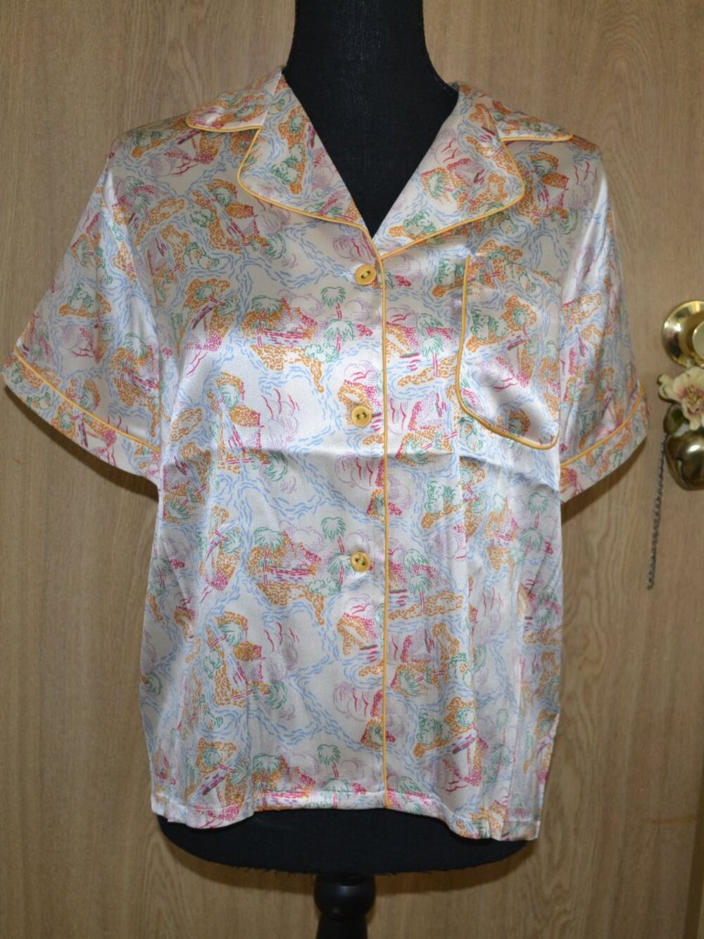 NWT Morgan Lane Silk 2 Pc Sleep Short Tropical Vacation Print Set